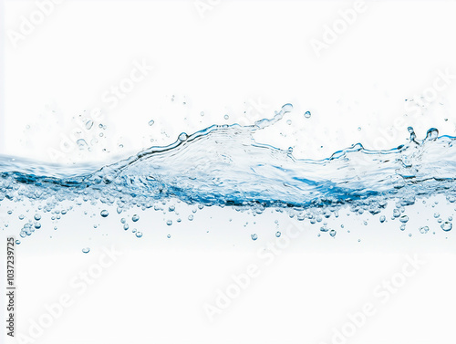 Splashing And Flowing Of Transparent Water Isolated On White 