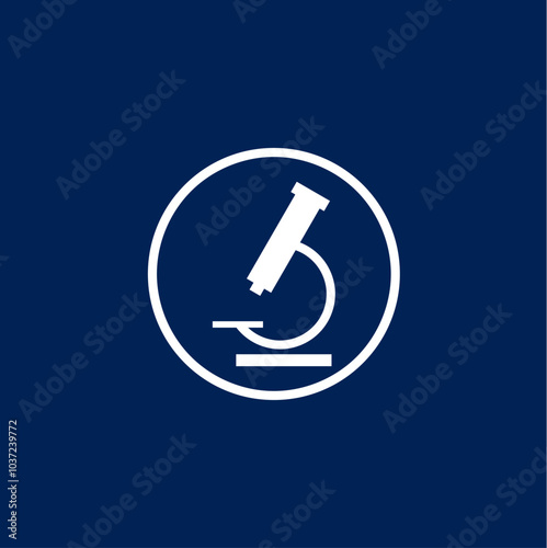 Microscope icon. Medical laboratory equipment sign  isolated on blue background.