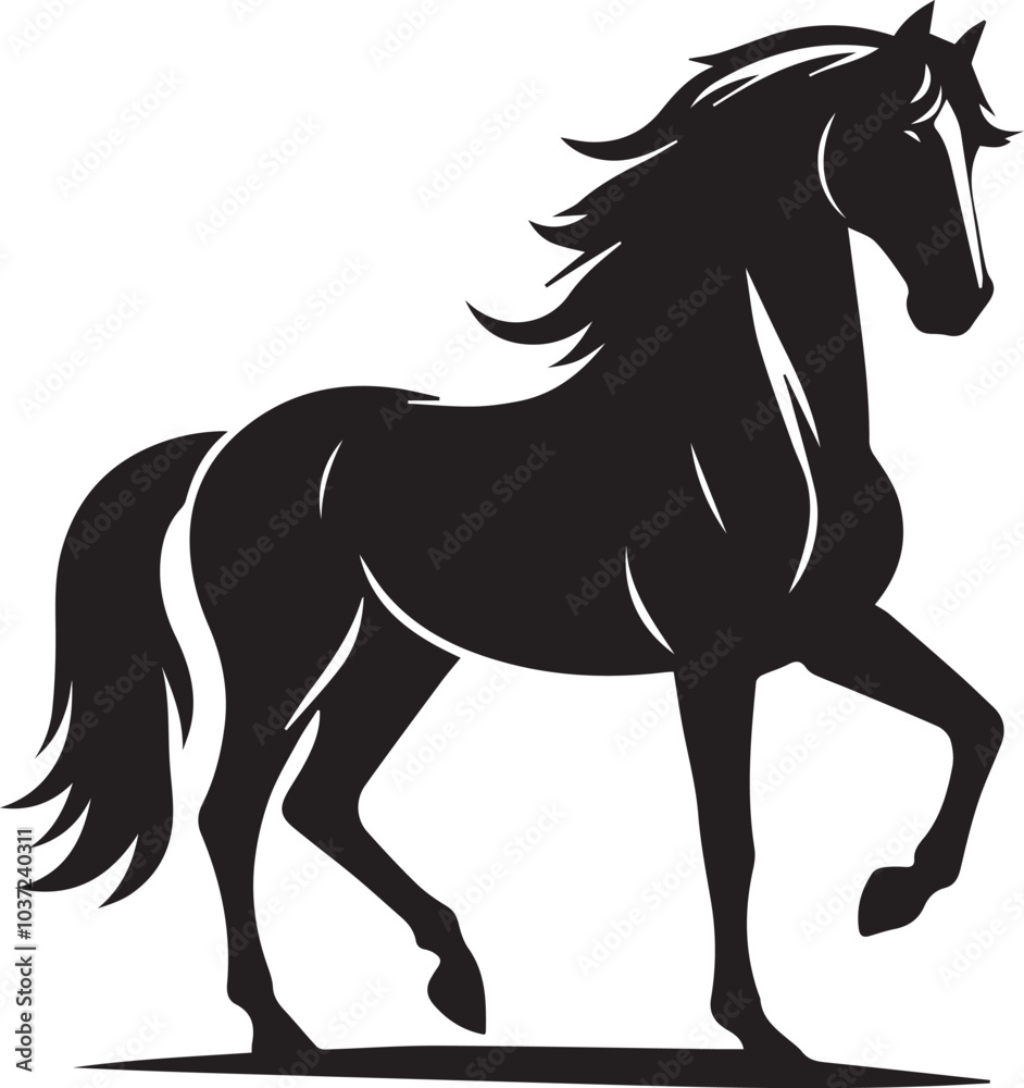 Horse silhouette isolated on white