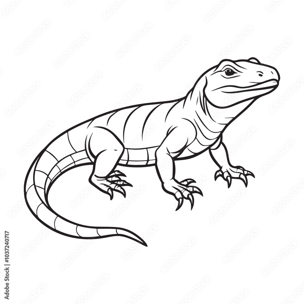 Obraz premium Silhouette vector style komodo dragon with white background