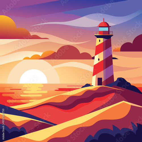 lighthouse in the sunset