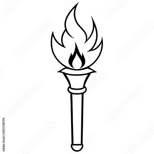 a fire torch silhouette vector Illustration line art transparent background