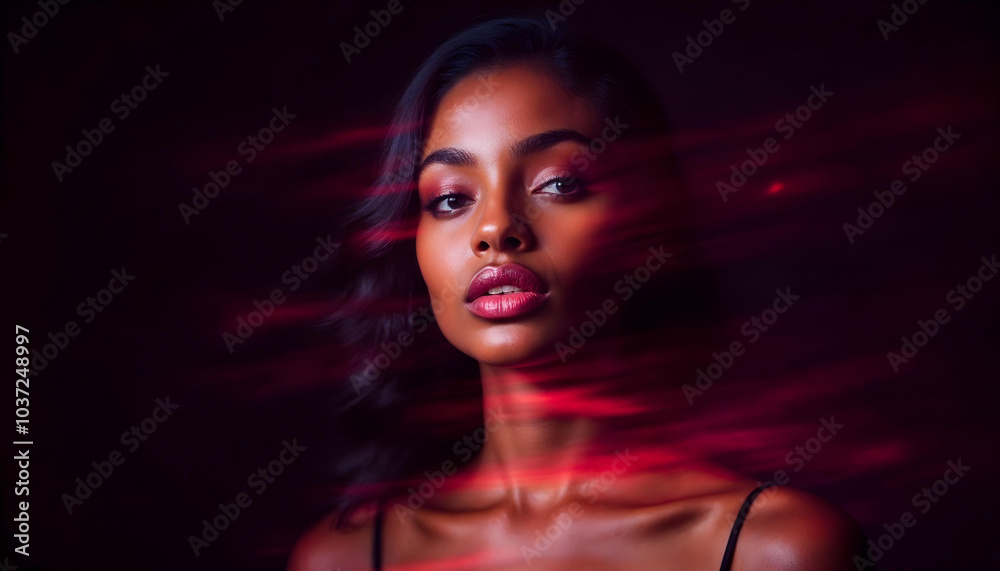 Fototapeta premium Glamour African Model in a cinematic blur background