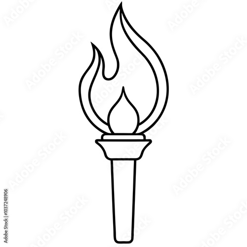 a fire torch silhouette vector Illustration line art transparent background