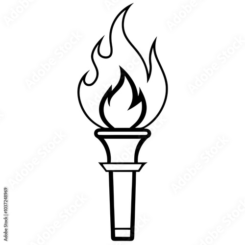 a fire torch silhouette vector Illustration line art transparent background