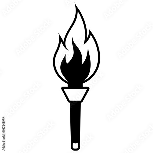 a fire torch silhouette vector Illustration line art transparent background