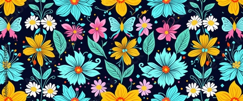 Wallpaper Mural Bright floral seamless pattern Torontodigital.ca