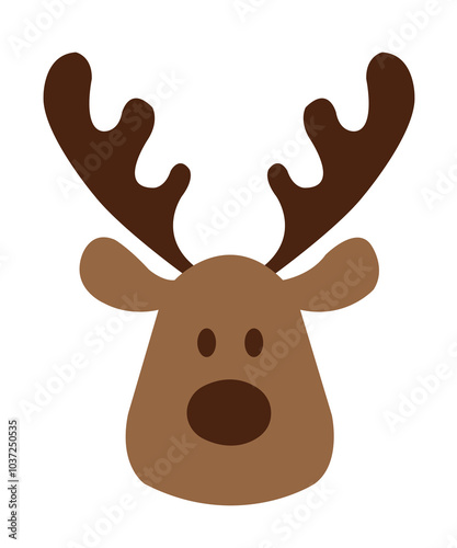 Christmas reindeer clip art design on plain white transparent isolated background for card, shirt, hoodie, sweatshirt, apparel, card, tag, mug, icon, poster or badge