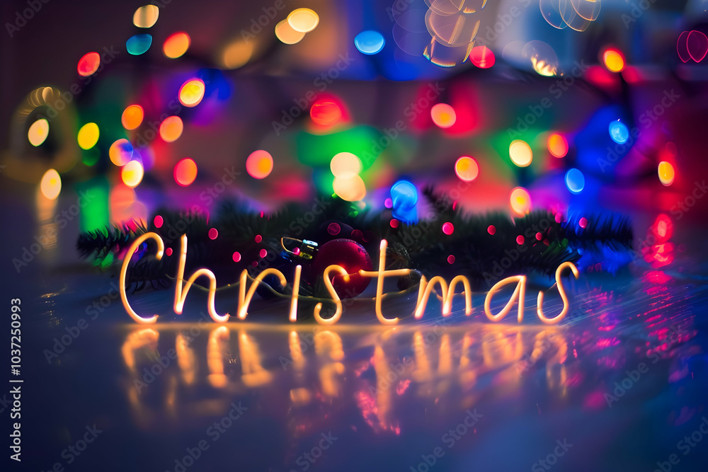 Christmas text lights, decorations, and holiday cheer Christmas text lights, decorations, and holiday cheer