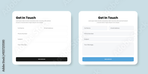 Minimalist message or contact form popup design with two variation