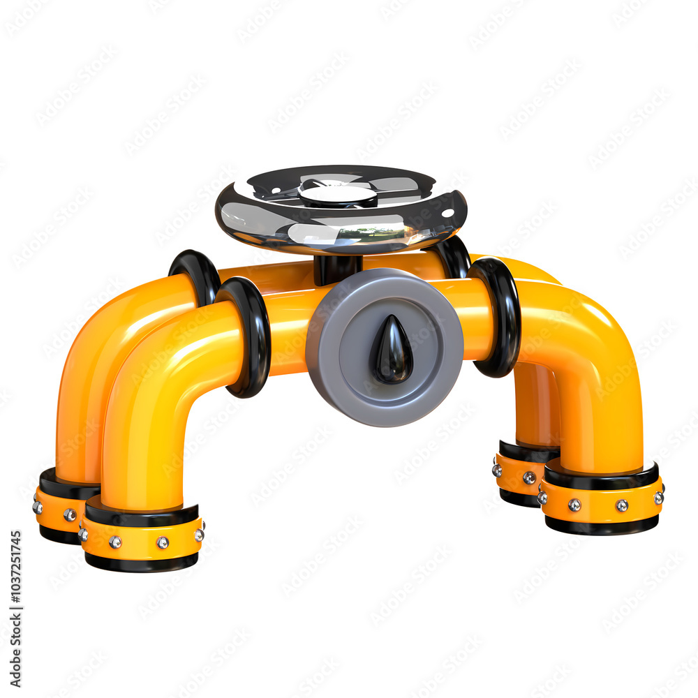 3D Oil Pipeline Icon, perfect for industrial designs, oil and gas projects, or energy sector illustrations