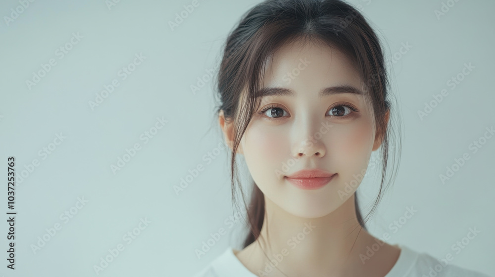 serene portrait of young woman with gentle expression, showcasing her natural beauty and purity. soft lighting enhances her features, creating calm and inviting atmosphere serene portrait of young woman with gentle expression, showcasing her natural beauty and purity. soft lighting enhances her features, creating calm and inviting atmosphere