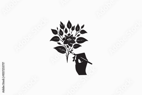 A Bougainvillea flower vector silhouette image made by adobe illustrator..eps