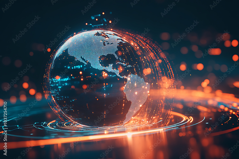 Holographic 3D Globe with Digital Data Streams