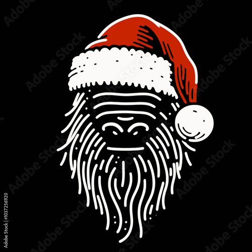 Bigfoot in a Santa Hat Wrapped in Christmas Paper