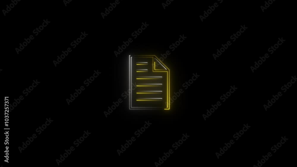 Neon, line art concept of paper, document. Outline of doc, Neon, line art concept of paper, document. Outline of doc,