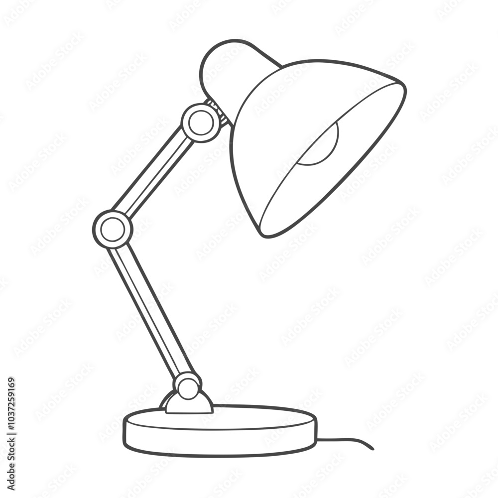 Desk Lamp Line Art Drawing in Black and White Desk Lamp Line Art Drawing in Black and White