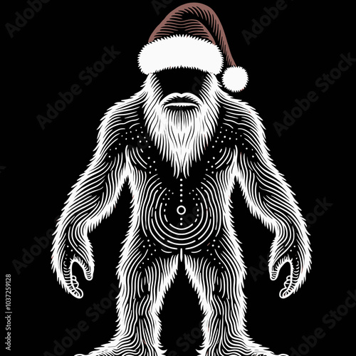 Bigfoot in a Santa Hat Holiday Fun