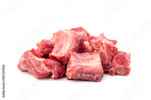 Heap of Raw Pork Ribs Isolated On White Background