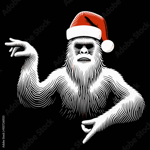 Bigfoot in a Santa Hat Practicing Tai Chi