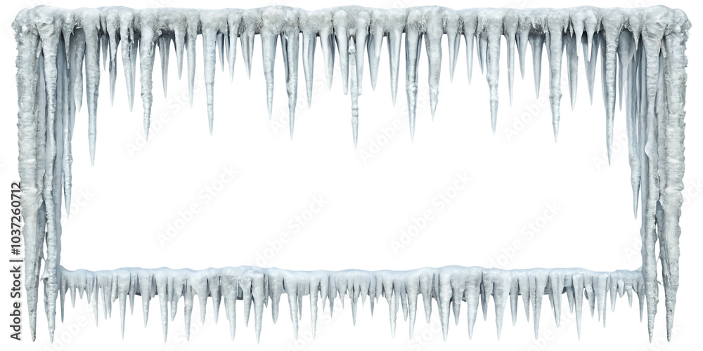 white hanging icicles frame border isolated on white background as transparent. PNG. AI GENERATED. white hanging icicles frame border isolated on white background as transparent. PNG. AI GENERATED.