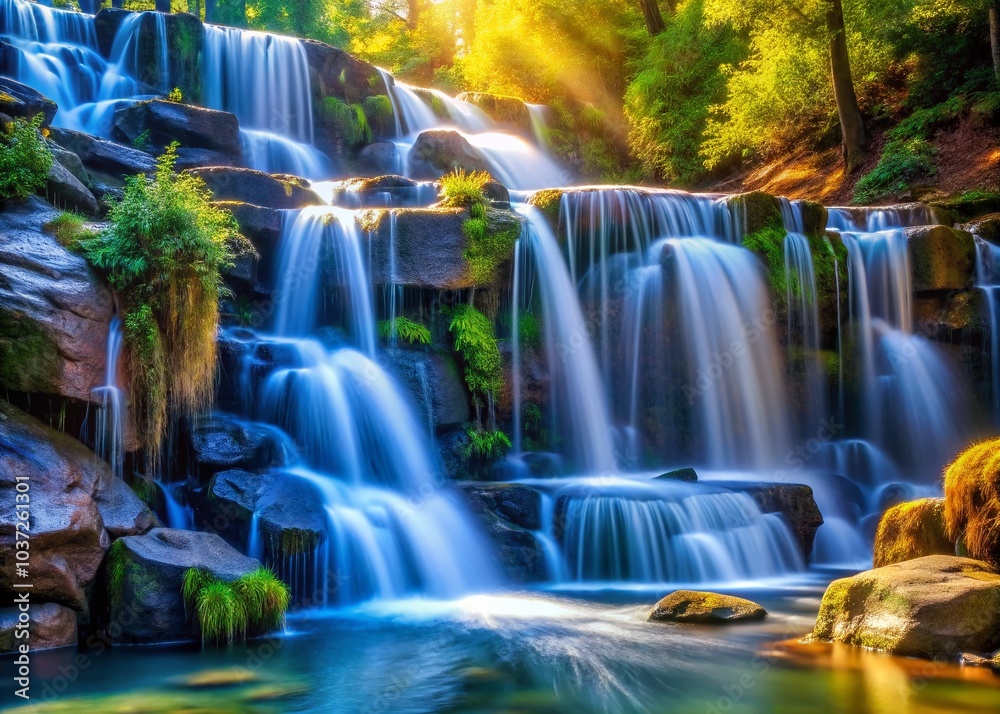 Obraz premium High-Quality Full HD Falling Water Animation for Nature and Relaxation Themes