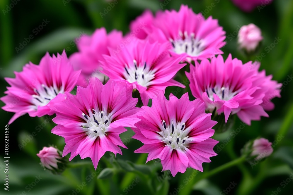 A hyper-realistic close-up of Centaurea Dealbata (Whitewash Cornflower) flowers, showing the intricate details of the soft pink petals and delicate white centers A hyper-realistic close-up of Centaurea Dealbata (Whitewash Cornflower) flowers, showing the intricate details of the soft pink petals and delicate white centers
