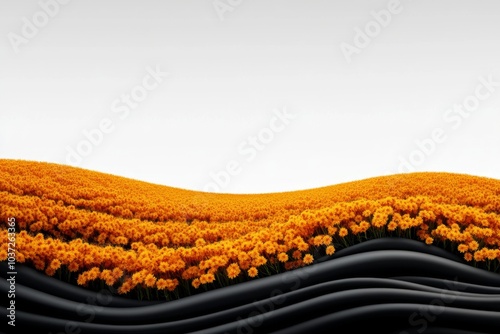 A minimalist rendering of a Goldenrod field, with just enough detail to convey the bright flowers and sweeping landscape