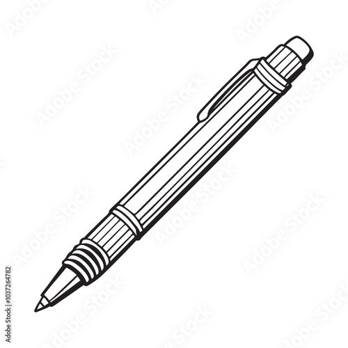 Silhouette vector style pen with white background