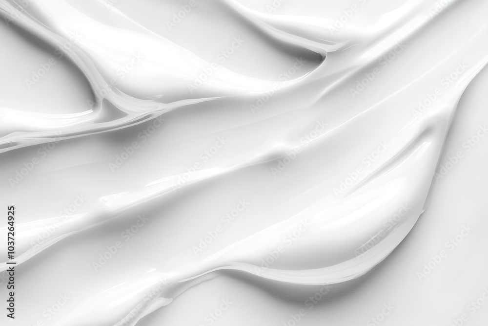 Fototapeta premium White cosmetic cream background, close-up of a white skincare product texture with smooth lines