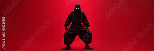 Wallpaper Mural ninja warrior red silhouette martial art standing Torontodigital.ca