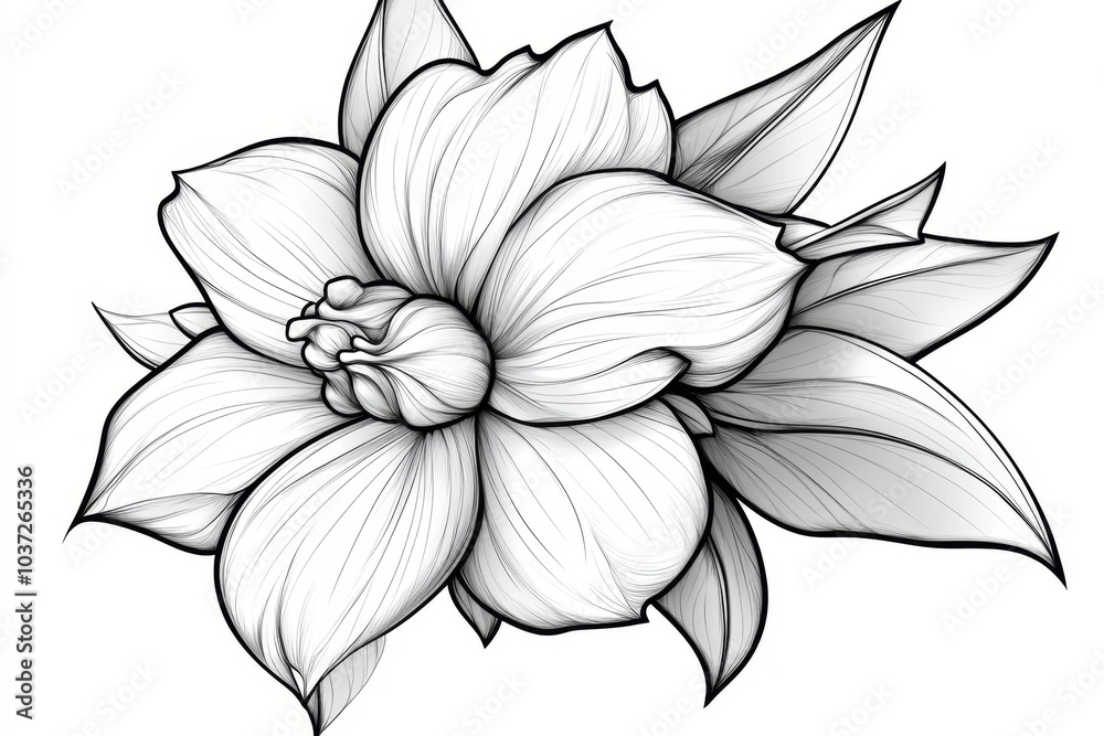 Obraz premium A simple outline of a Snapdragons flower, with clean lines representing its dragon-like form