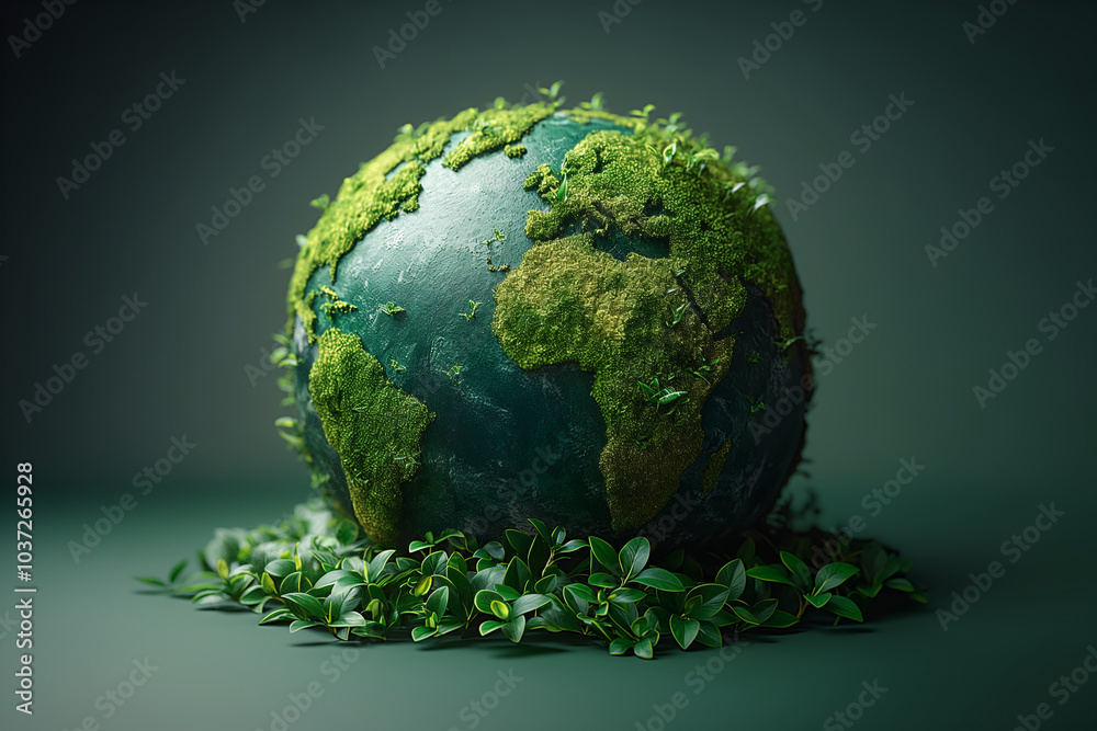 Ecology concept. Green planet Earth with tress world environment and Earth Day. Renewable and sustainable energy. Isolated background. Ecology concept. Green planet Earth with tress world environment and Earth Day. Renewable and sustainable energy. Isolated background.