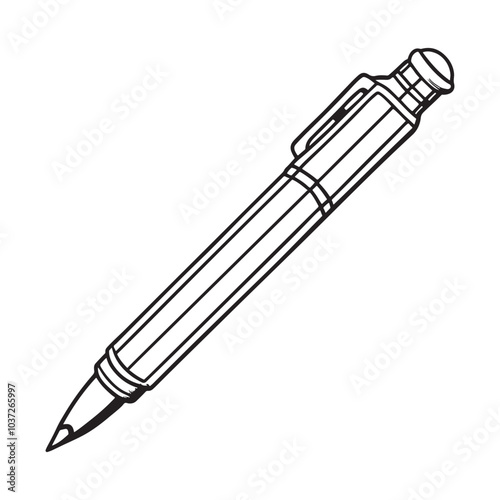 Silhouette vector style pen with white background