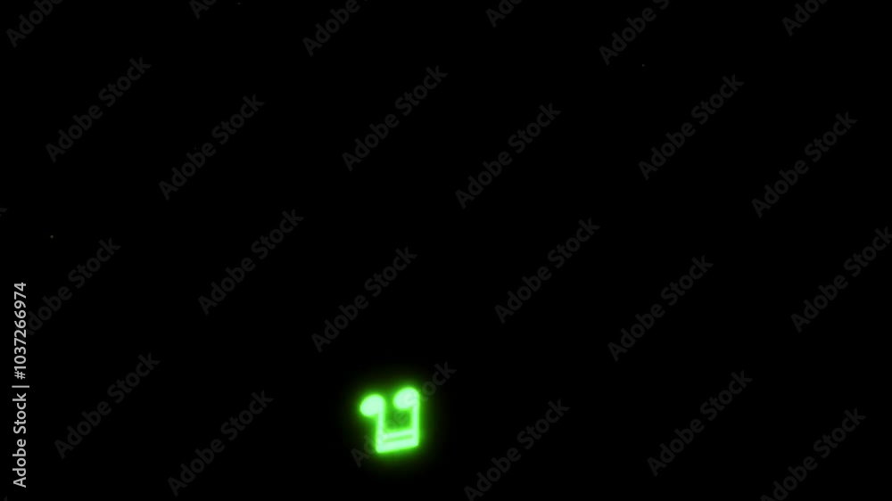 Animated green neon light music notes floating with background. Animated green neon light music notes floating with background.