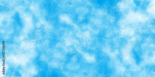Vector blue watercolor art background with white clouds and blue sky. Light sky blue shades watercolor background. Sky Nature Landscape Background. sky background with white fluffy clouds. panorama.