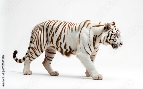 Siberian Tiger isolated on white background, tiger walking, tiger standing on white background AI generated Image