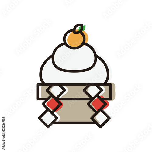 年賀状に使える鏡餅のイラスト