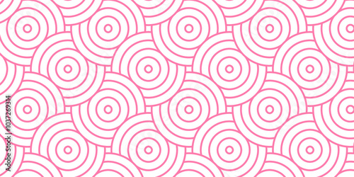 Wallpaper Mural Abstract Overlapping Pattern. Seamless geometric ocean spiral pattern and abstract circle wave lines. pink seamless tile stripe geomatics create retro line backdrop pattern background. Torontodigital.ca