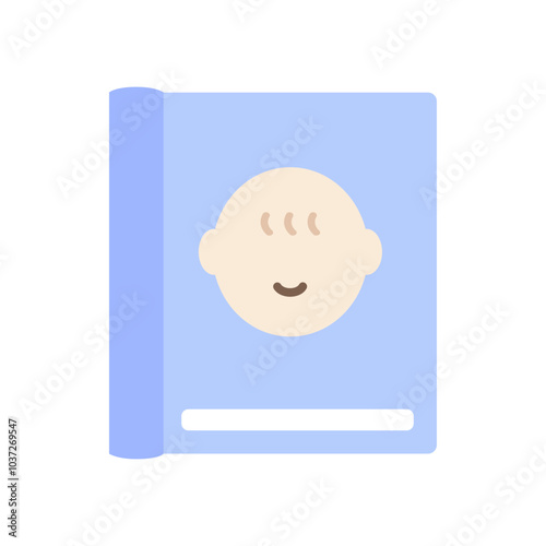 Baby guidebook icon. Knowledge, newborn, care, childhood concepts. Flat vector design isolated illustration.