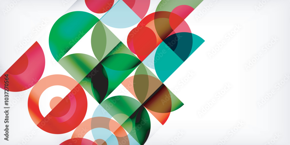 Minimal geometric abstract background. Circle square and triangle design. Trendy techno business template for wallpaper, banner, background or landing Minimal geometric abstract background. Circle square and triangle design. Trendy techno business template for wallpaper, banner, background or landing