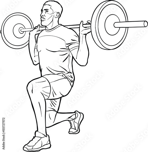 Weightlifting Athlete Performing Lunge Exercise
