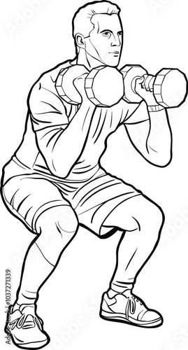 Athlete Performing Dumbbell Squat Exercise