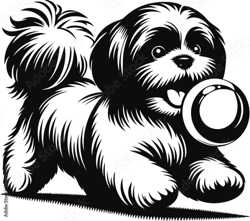 Shih Tzu poses a Very, cute vector silhouette Dog Design
