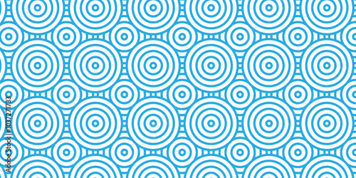 	
Abstract Overlapping Pattern. Seamless geometric ocean spiral pattern and abstract circle wave lines. blue seamless tile stripe geomatics create retro square line backdrop pattern background.