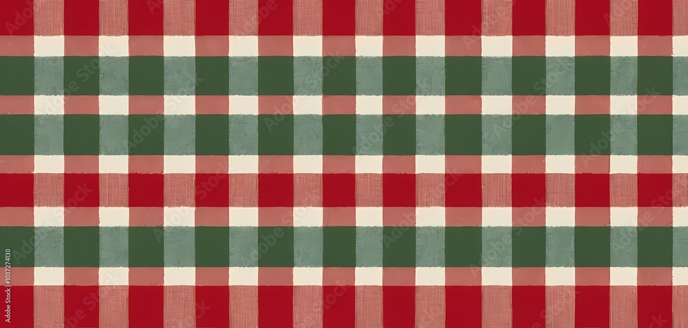 Red, green, and cream checkered pattern perfect for festive fabric and holiday decor Red, green, and cream checkered pattern perfect for festive fabric and holiday decor