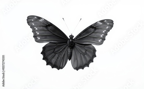 Black butterfly flying, butterfly isolated on white background, butterfly, insect, dragonfly