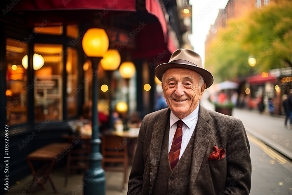 Portrait of an old man with a hat in London, UK Portrait of an old man with a hat in London, UK