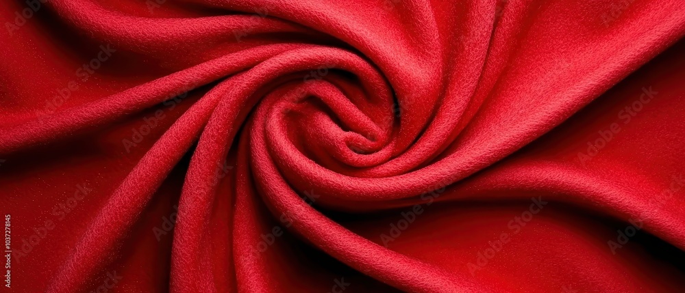 Obraz premium Red fabric texture with a swirling pattern on a white background.