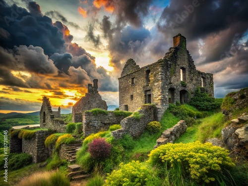 Long Exposure of Ruined Buildings in Scotland's Ancient Landscapes